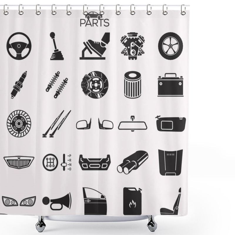 Personality  Automotive Elegance Vector Car Parts Collection Shower Curtains