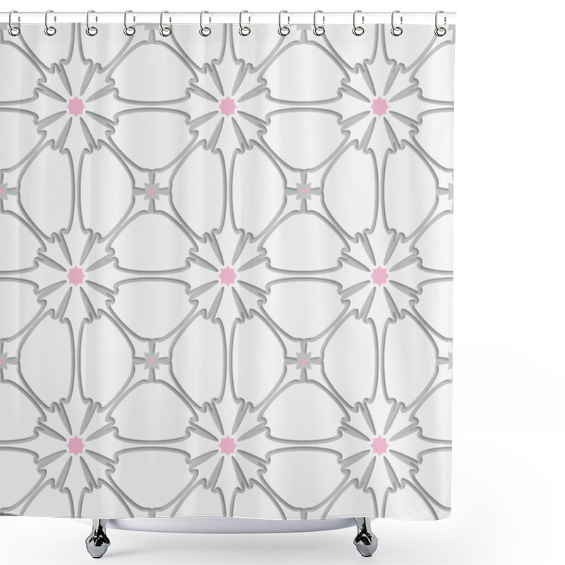 Personality  White Flourish With Pink Tile Ornament Shower Curtains