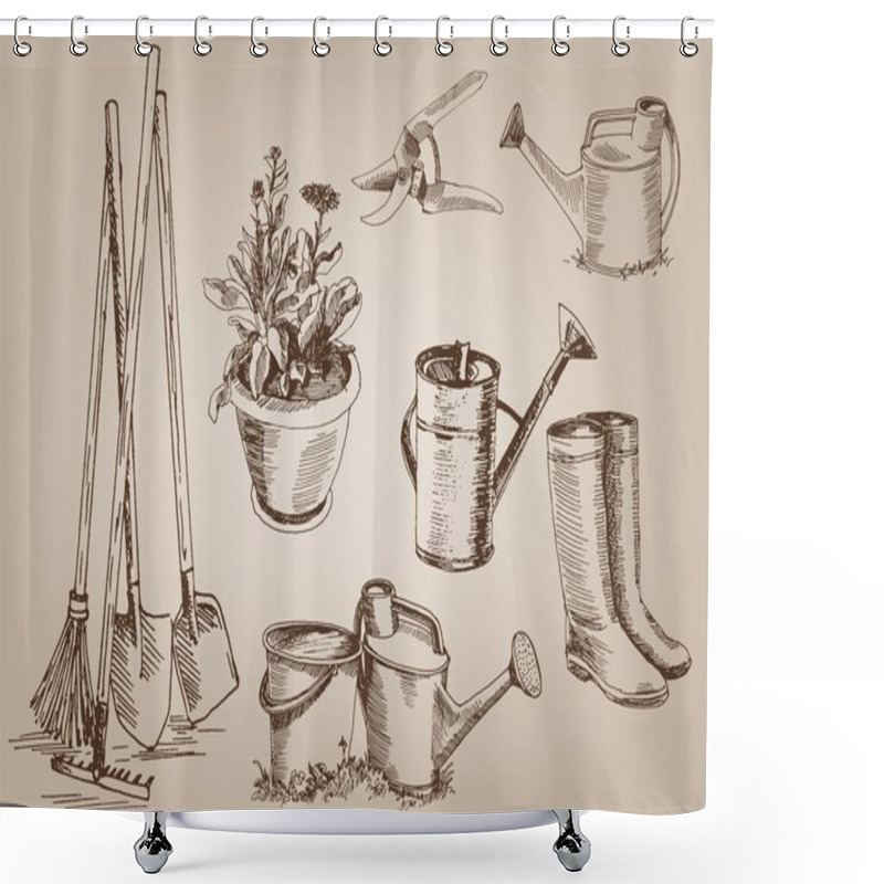 Personality  Garden Tools Shower Curtains