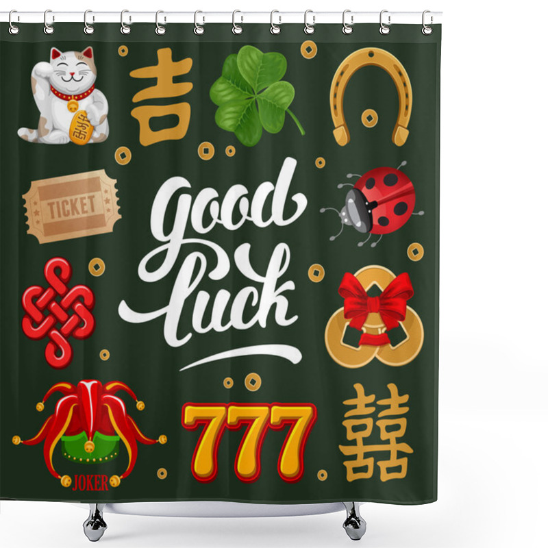 Personality  Set Of Lucky Charms, Symbols And Talismans Shower Curtains