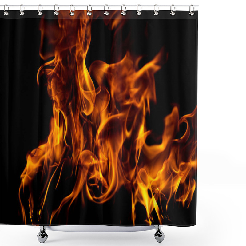 Personality  Fire Flames Isolated On Black Background. Fire Burn Flame Isolated, Flaming Burning Art Design Concept With Space For Text Shower Curtains