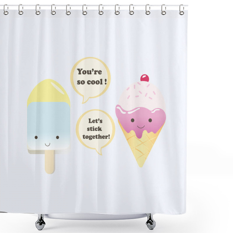 Personality  Vector Illustration Of A Couple Ice Creams Shower Curtains