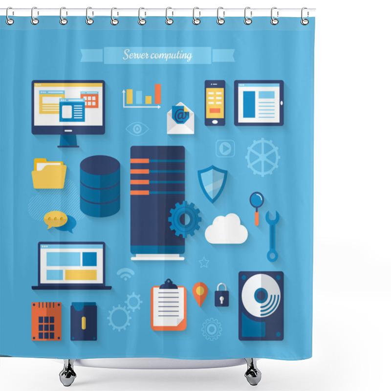 Personality  Flat Icons For Server Computing Concept Shower Curtains