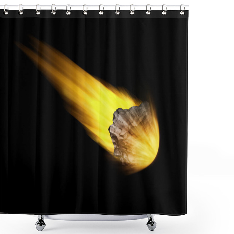 Personality  Falling Asteroid On Black Background (Hight Resolution 3D Image) Shower Curtains