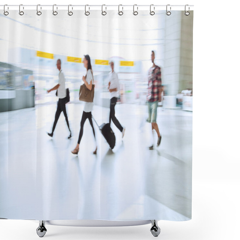 Personality  People In Motion Blur Walking At The Airport Shower Curtains