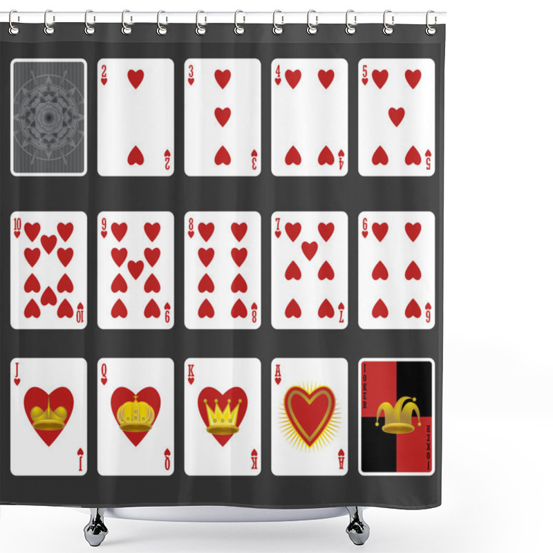 Personality  Heart Suit Playing Cards Full Set Shower Curtains