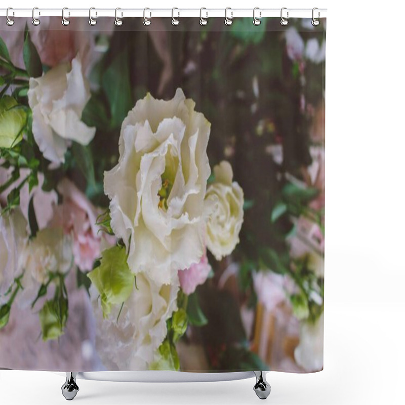 Personality  Beautiful White And Pink Flowers In A Lush Bouquet Arrangement. Shower Curtains