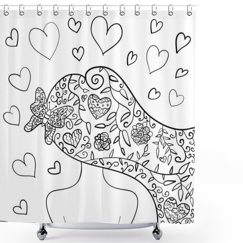 Personality  Lovely Spring Girl With Fantasy Pattern Shower Curtains