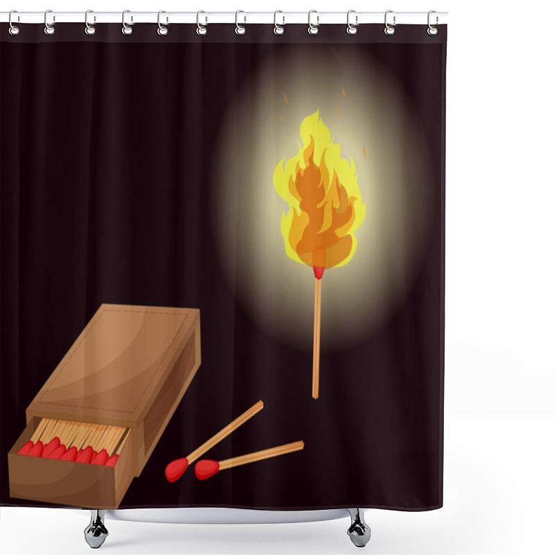 Personality  Matchbox And Lighted Match Shower Curtains