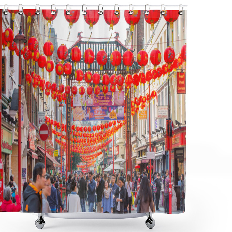 Personality  China Town Is Decorated By Chinese Lanterns, London. UK Shower Curtains