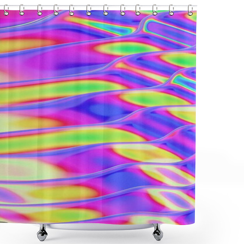 Personality  Vibrant Neon Gradient Waves With Fluid Patterns Shower Curtains