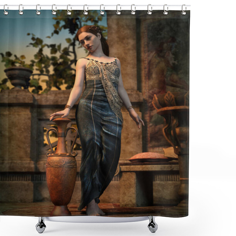 Personality  3d Computer Graphics Of A Fantasy Scene With A Girl In Ancient Roman Style Shower Curtains