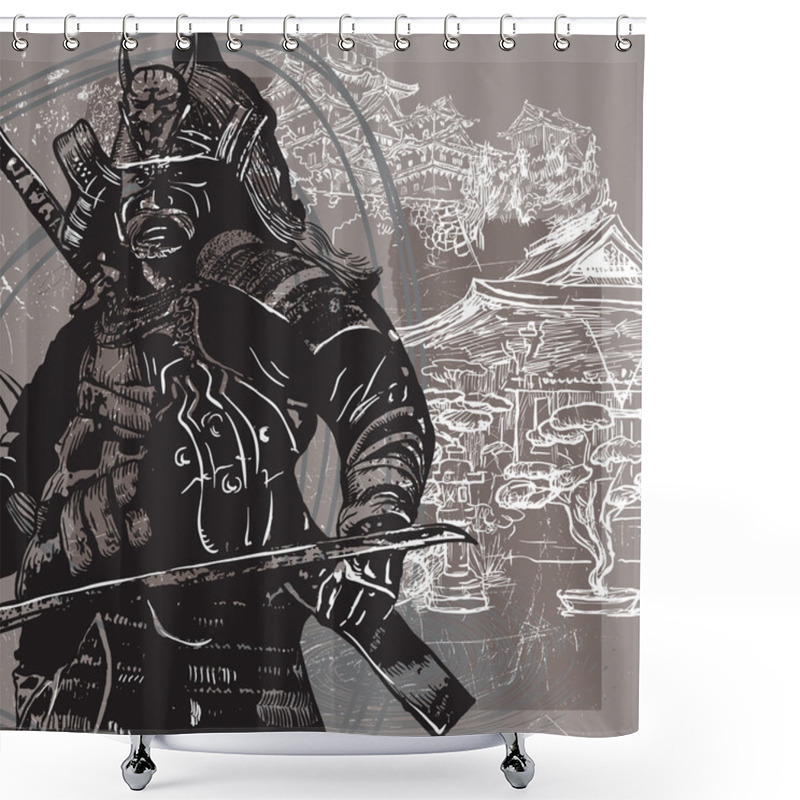 Personality  An Hand Drawn Vector From Japan Culture - Samurai, Shogun Shower Curtains