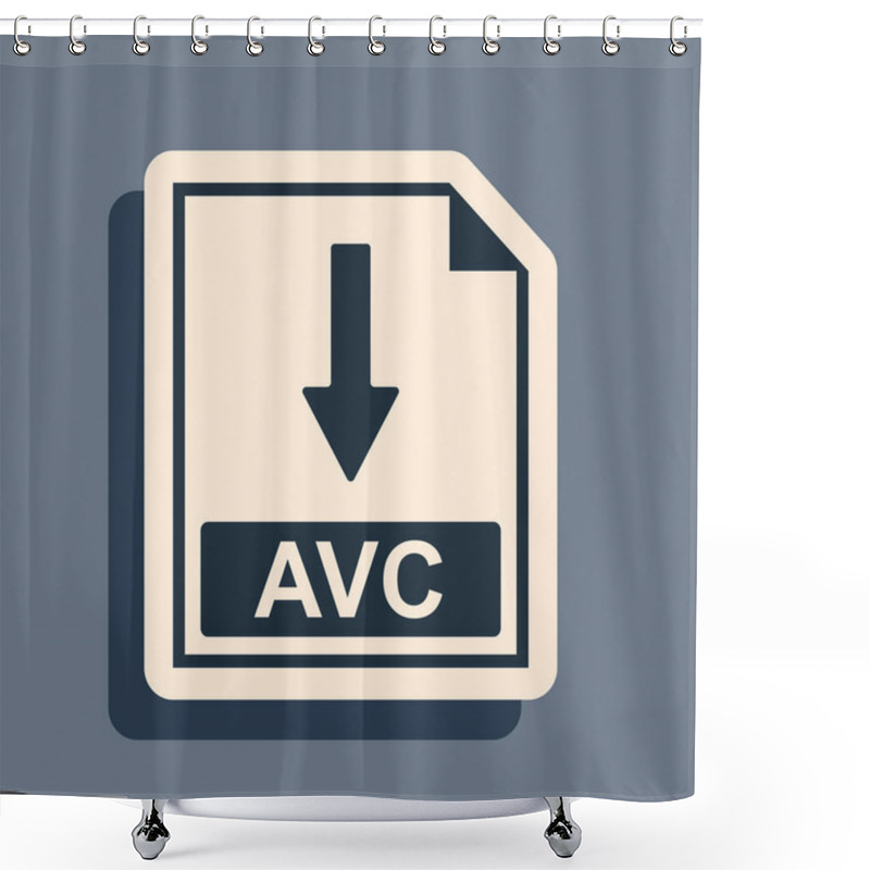 Personality  Black AVC File Document Icon. Download AVC Button Icon Isolated On Grey Background. Long Shadow Style. Vector Illustration Shower Curtains