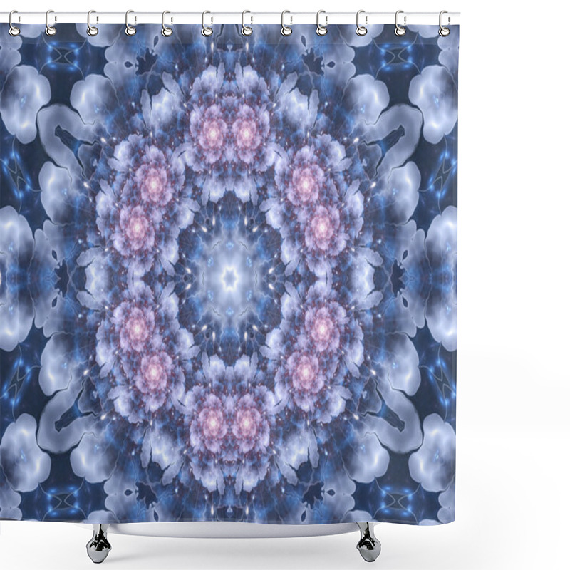 Personality  Blue Floral Mandala, Digital Artwork For Creative Graphic Design Shower Curtains