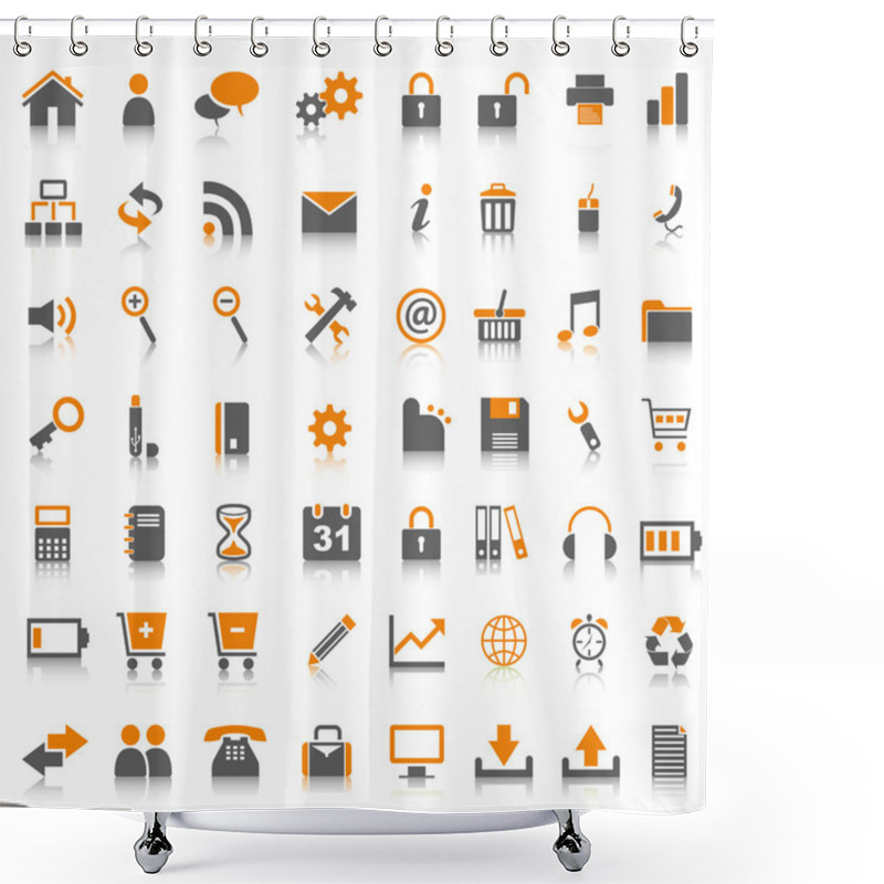 Personality  Web Icons Orange Shower Curtains