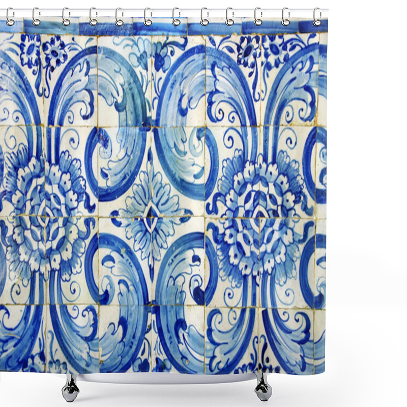 Personality  Old Blue Tiles At Portugal Shower Curtains