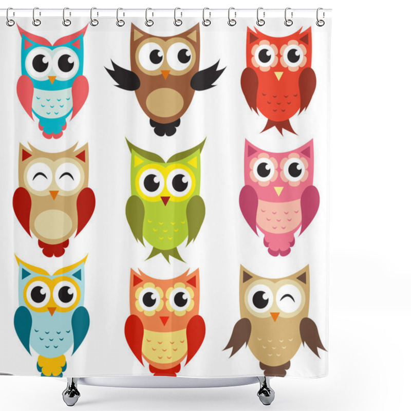 Personality  Set Of Owls Shower Curtains