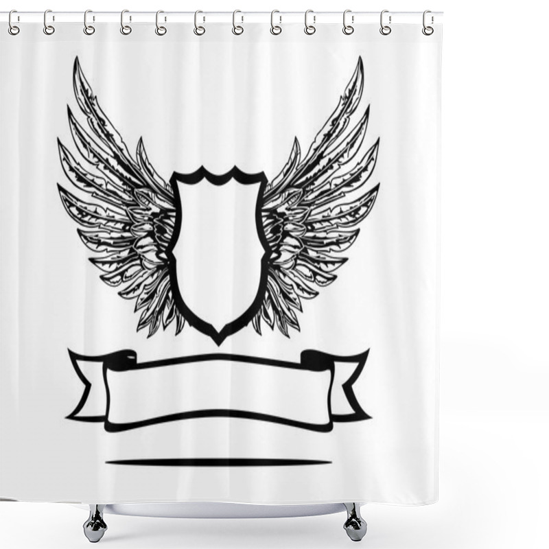 Personality   Badge With Wings Shower Curtains