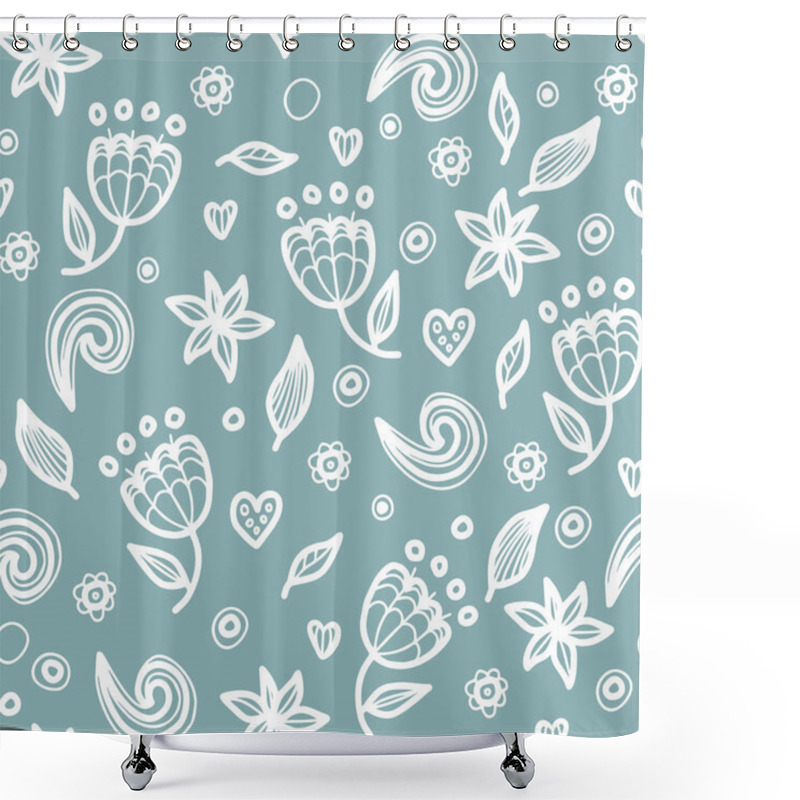 Personality  Floral Seamless Floral Pattern In Doodle Style. Shower Curtains