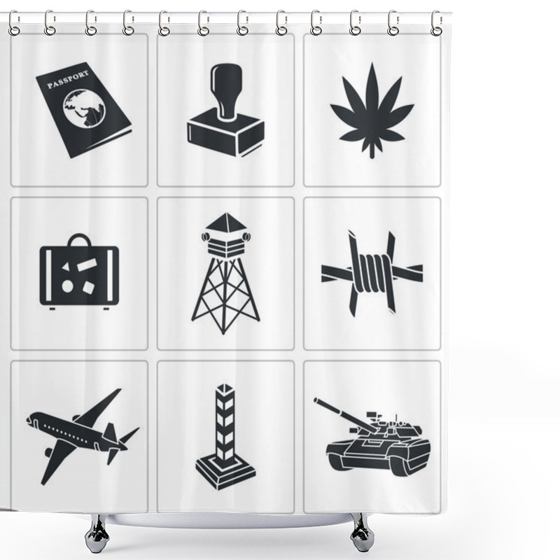 Personality  Border Crossing Icon Set Shower Curtains