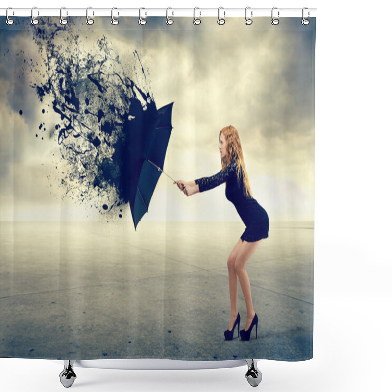 Personality  Woman And An Umbrella Shower Curtains