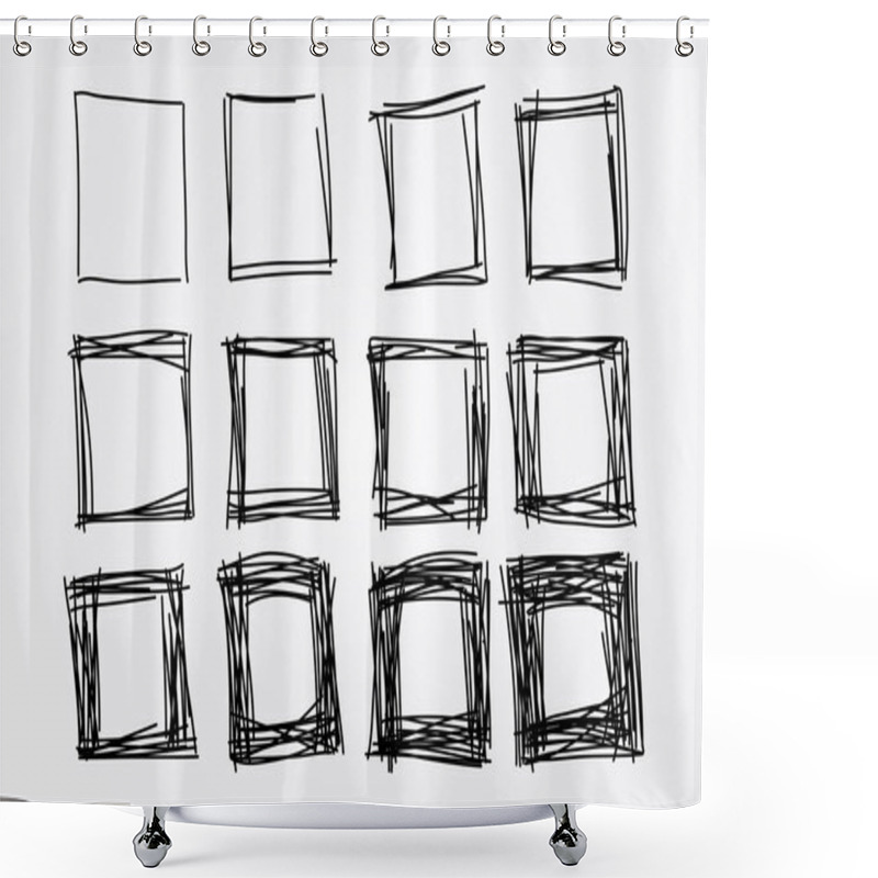 Personality  Hand Drawn Doodle Squares Shower Curtains