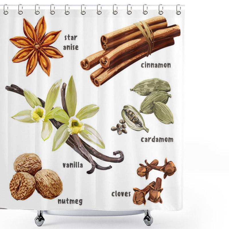 Personality  Set Of Dessert Spices  Shower Curtains