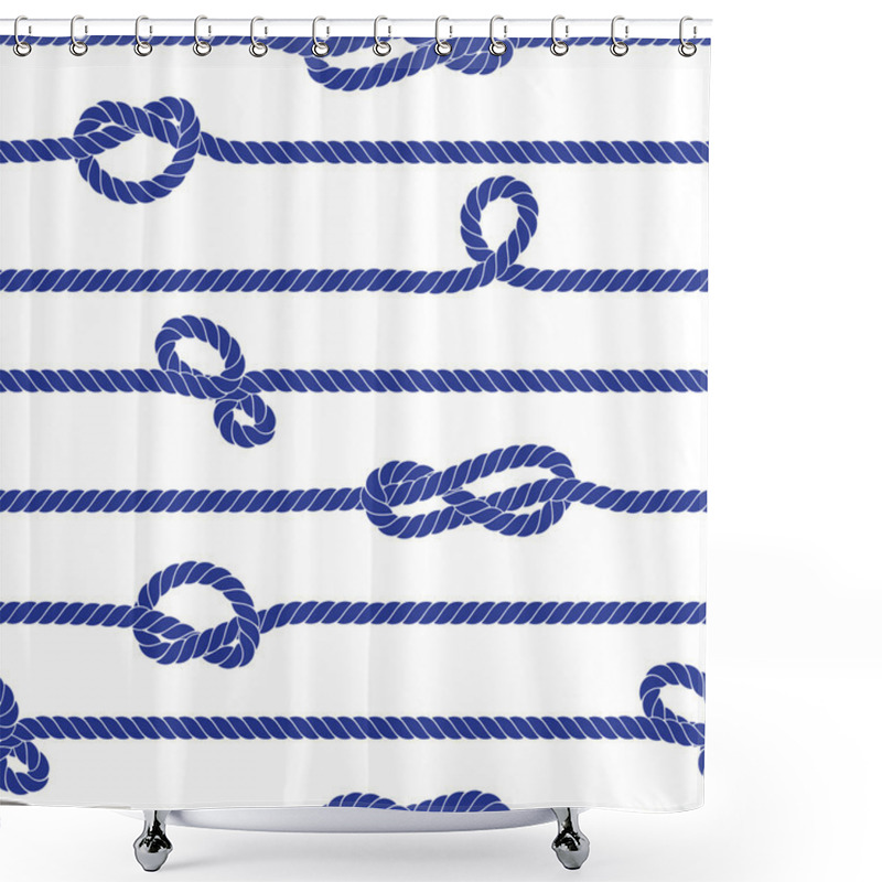 Personality  Horizontal Marine Rope With Knots Seamless Vector Print Shower Curtains