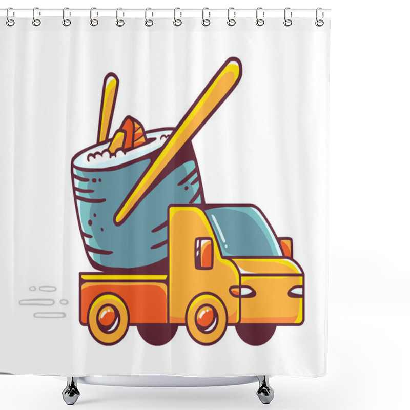 Personality  Vector Illustration Of Toy Car And Sushi Shower Curtains