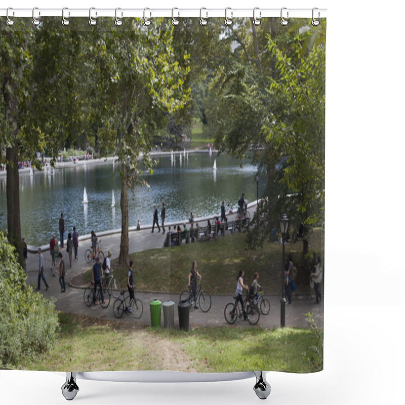 Personality  Pond With Model Boats In Central Park New York Shower Curtains