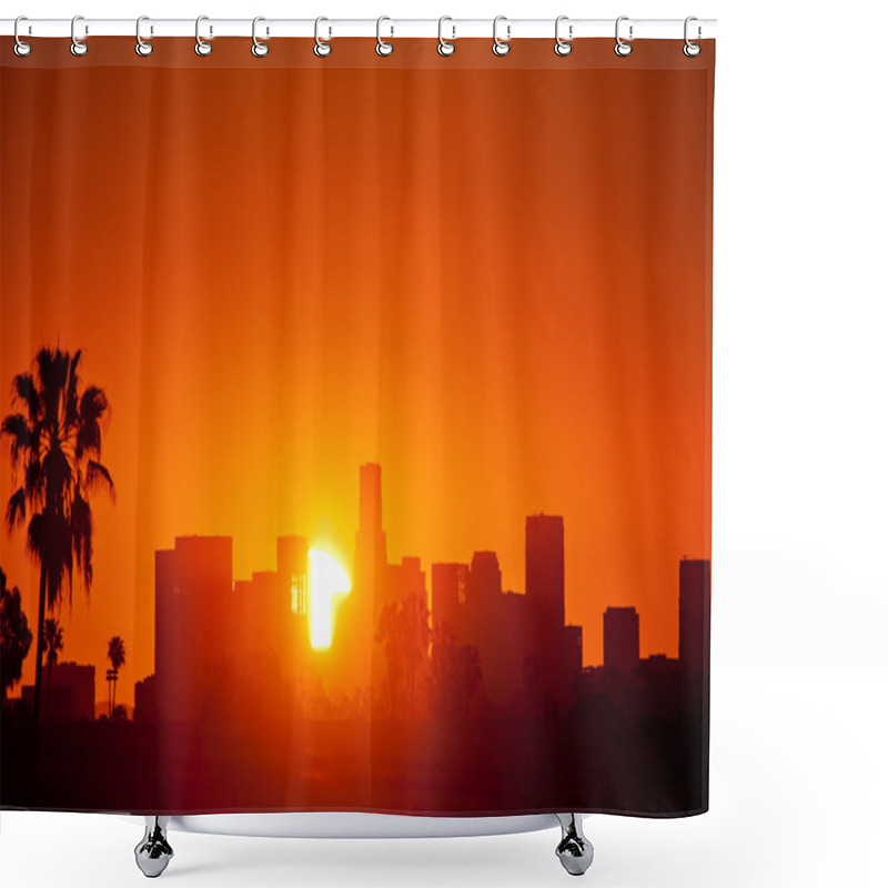 Personality  Sunrise Over Downtown Los Angeles Shower Curtains