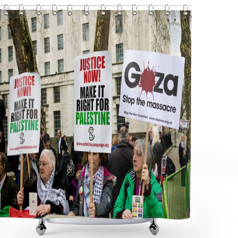 Personality  Protesters In Central London Outside Downing Street Shower Curtains