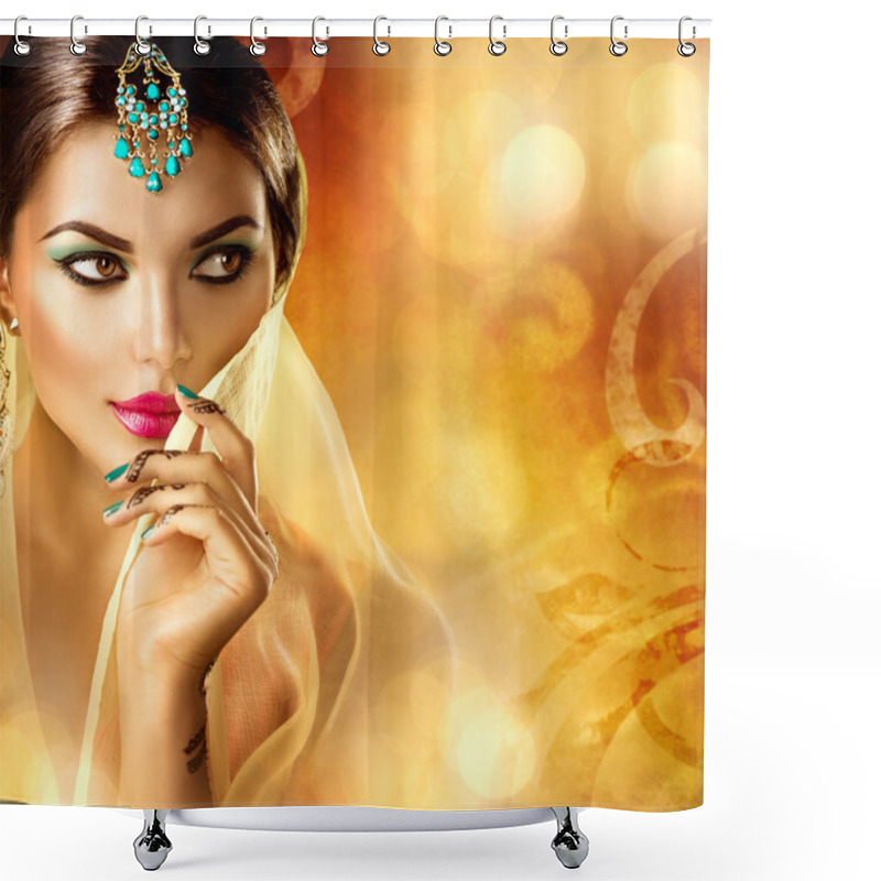 Personality  Beautiful Arabic Woman Portrait. Shower Curtains