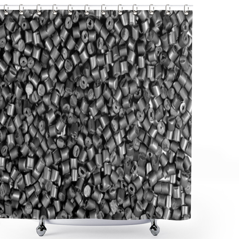 Personality  Close Up Of Gray Metallic Polymer Resin In Laboratory Shower Curtains