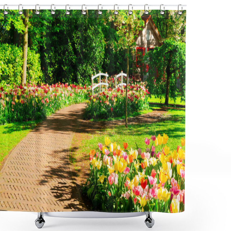 Personality  Stone Walk Way In Garden Shower Curtains