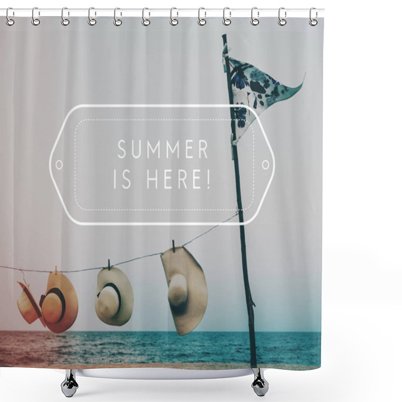 Personality  Summer Hats On Beach  Shower Curtains