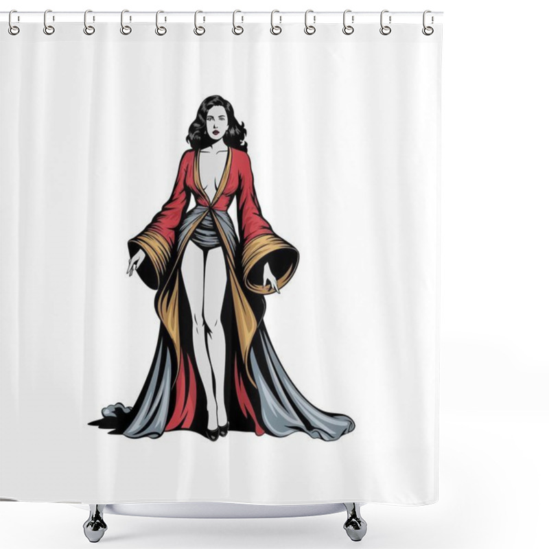 Personality  Bohemian Women Vector Art Illustration Shower Curtains