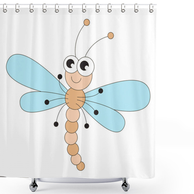 Personality  Funny Dragonfly Cartoon. Shower Curtains