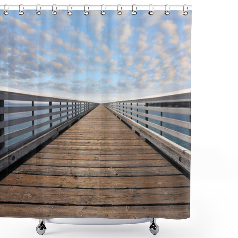 Personality  Wooden Pier With Handrails Shower Curtains