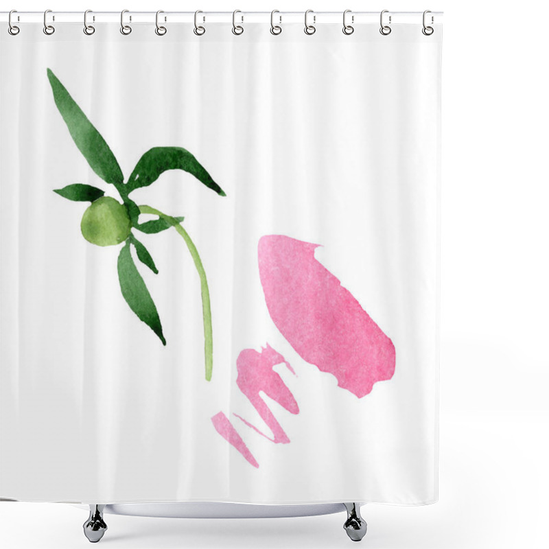 Personality  Peony Green Leaves Floral Botanical Flower. Wild Spring Leaf Wildflower Isolated. Watercolor Background Illustration Set. Watercolour Drawing Fashion Aquarelle. Isolated Peonies Illustration Element. Shower Curtains