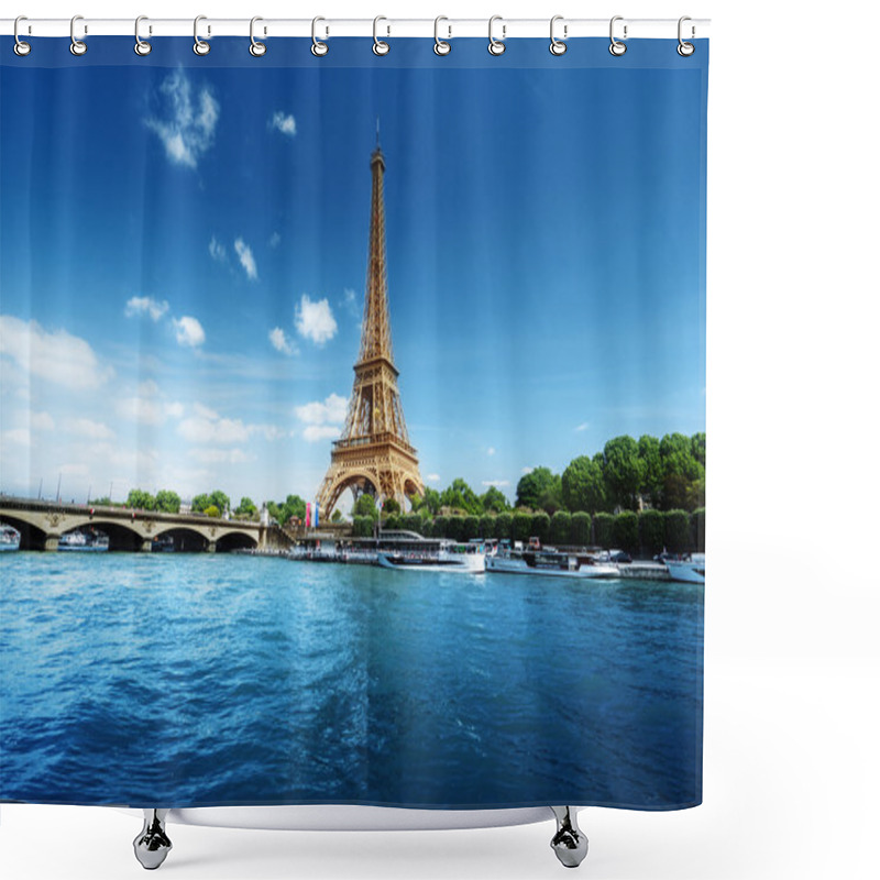 Personality  Seine In Paris With Eiffel Tower In Morning Time Shower Curtains