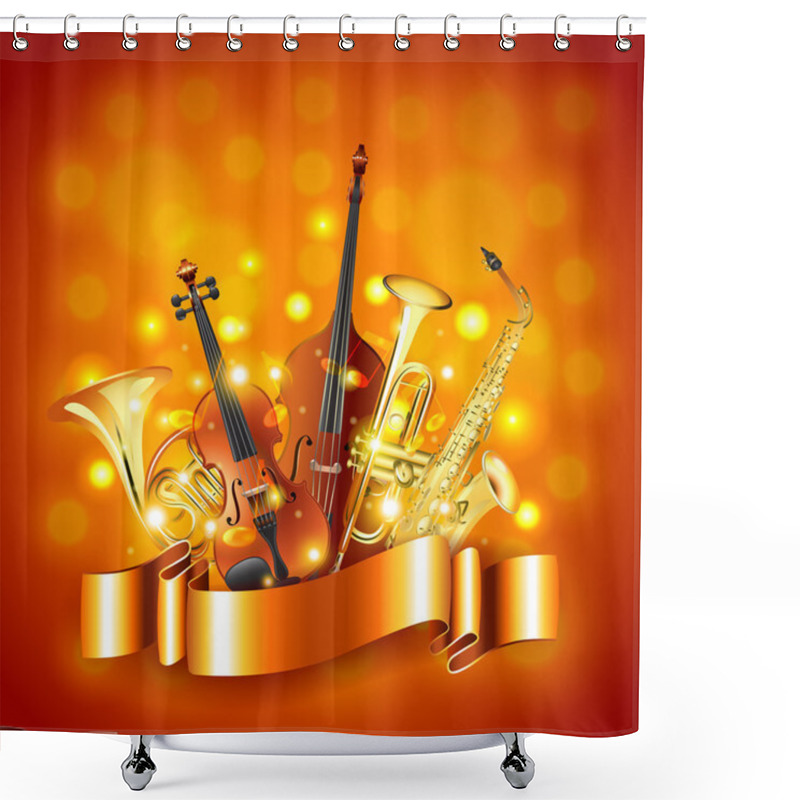 Personality  Musical Instruments Vector Background Shower Curtains