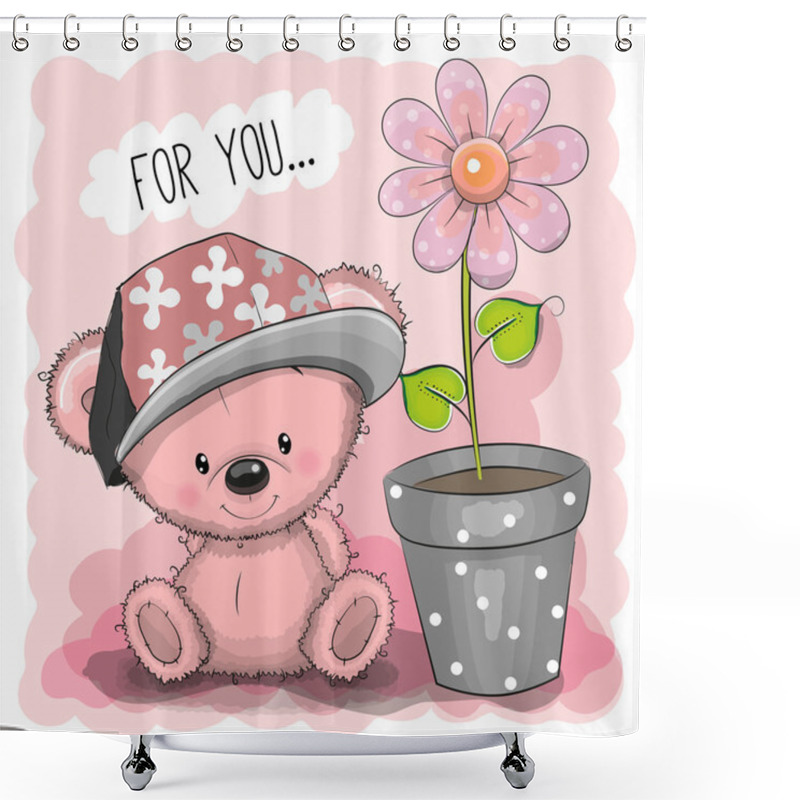 Personality  Pink Teddy Bear Shower Curtains