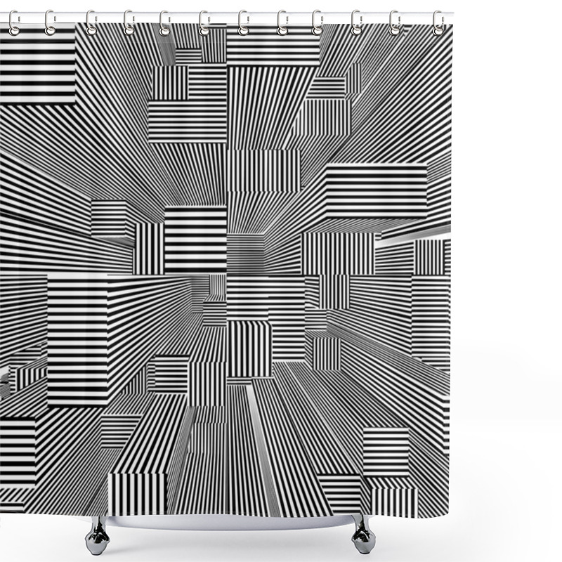 Personality  Abstract Urban City Of Skyscrapers Stripes Vector Shower Curtains