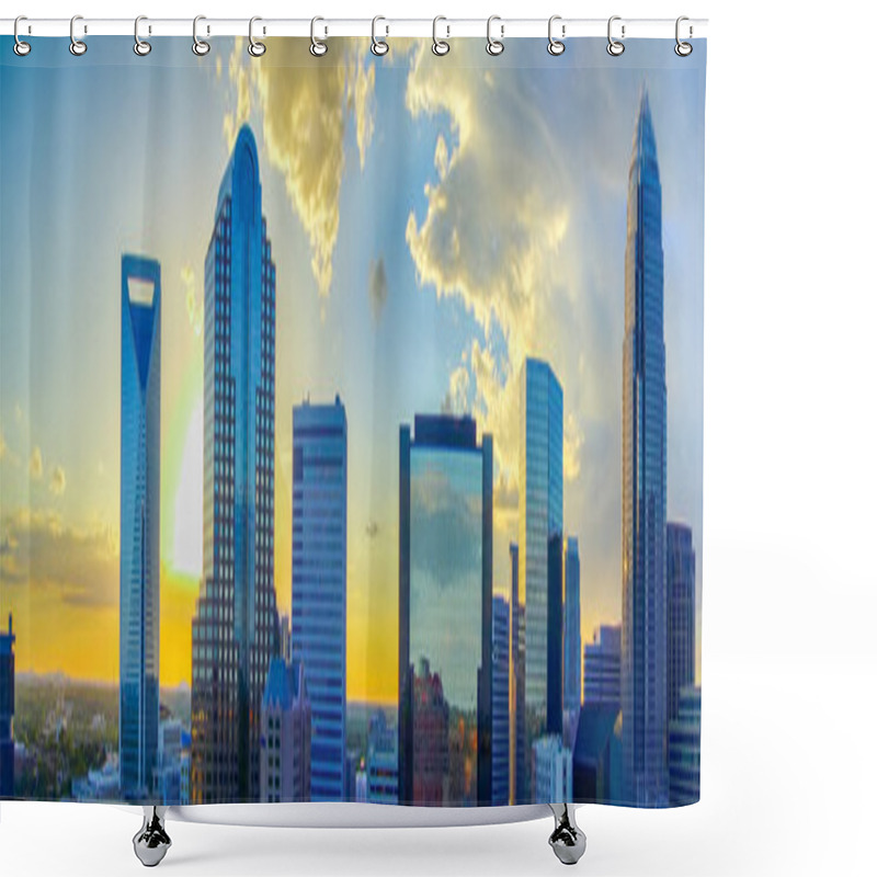 Personality  Sunset Over Charlotte City Skyline Of North Carolina Shower Curtains