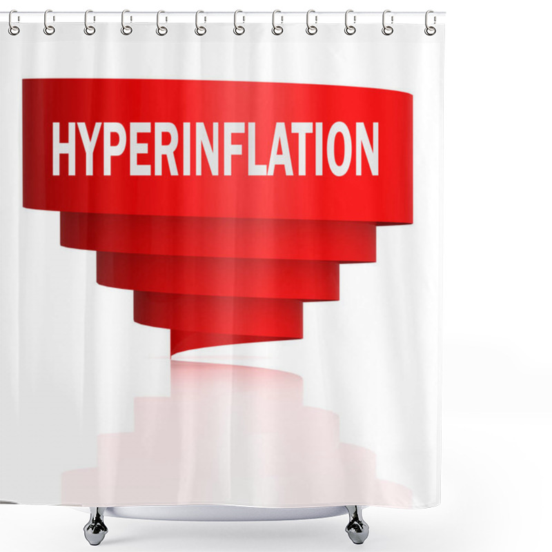 Personality  Hyperinflation Word With Red Curve Banner Shower Curtains