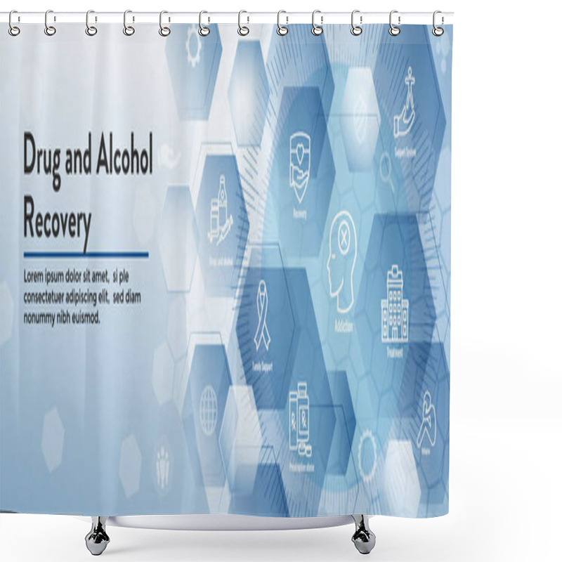 Personality  Drug And Alcohol Dependency Icon Set & Web Header Banner Shower Curtains