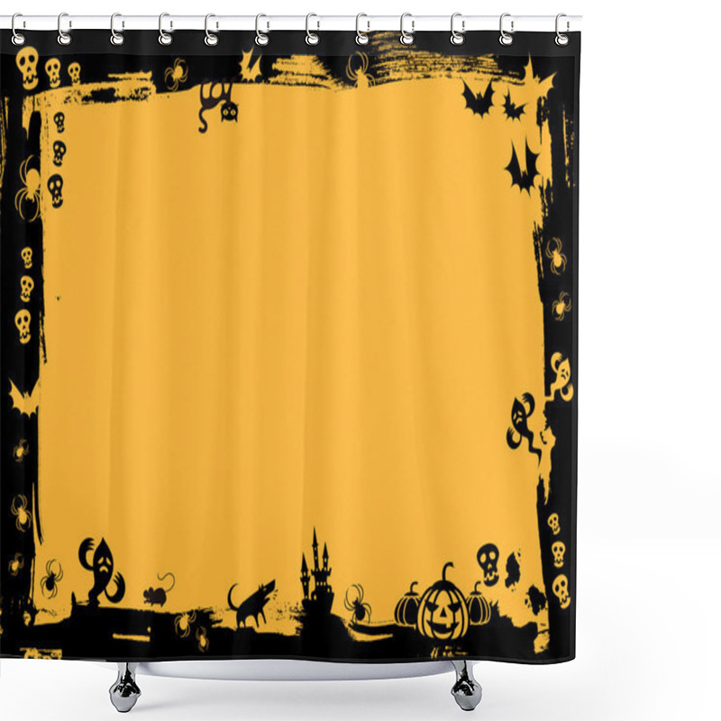 Personality  Black Border In Yellow Background For Halloween Shower Curtains