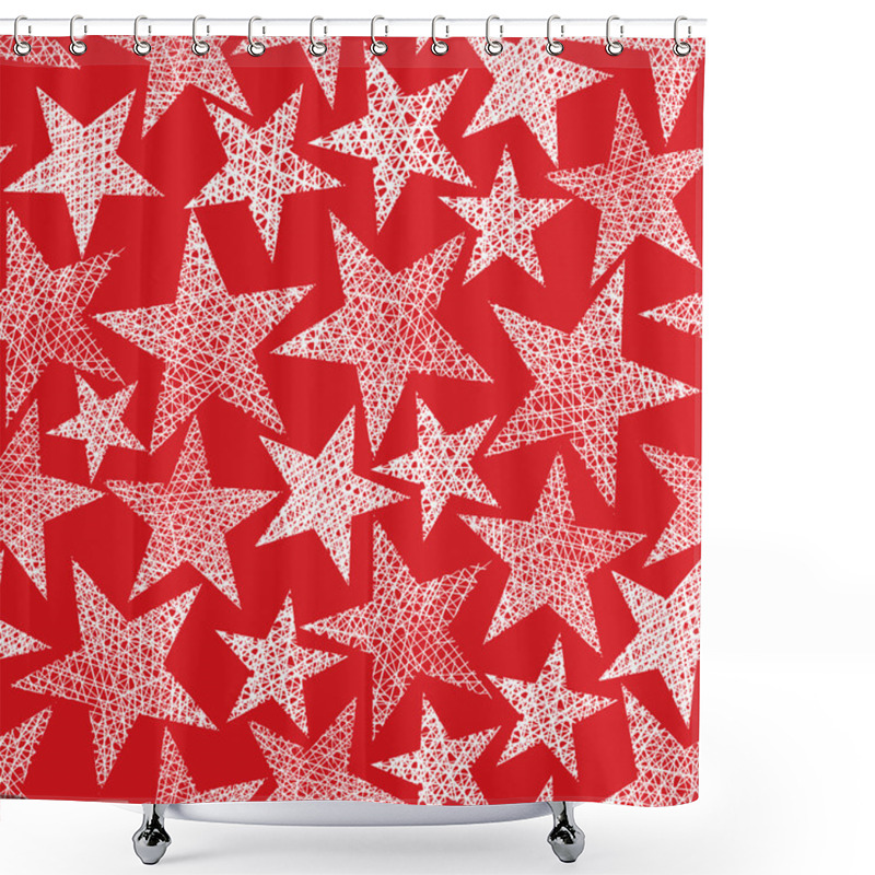 Personality  Red Stars Seamless Pattern, Vector Repeating Background With Han Shower Curtains